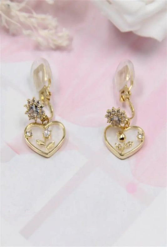 heart-shaped costume earrings