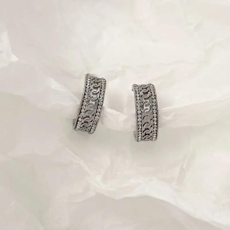 fancy earrings with diamond line